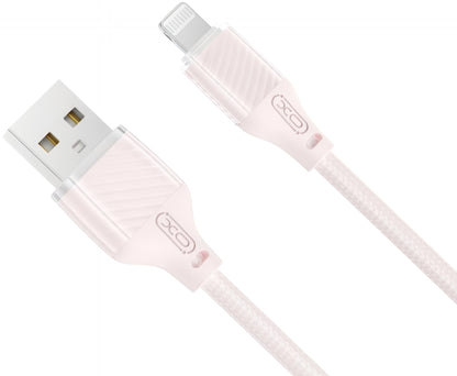 USB-A - Lightning XO Design NB291 adat- és töltőkábel, 18W, 1m, Rózsaszín