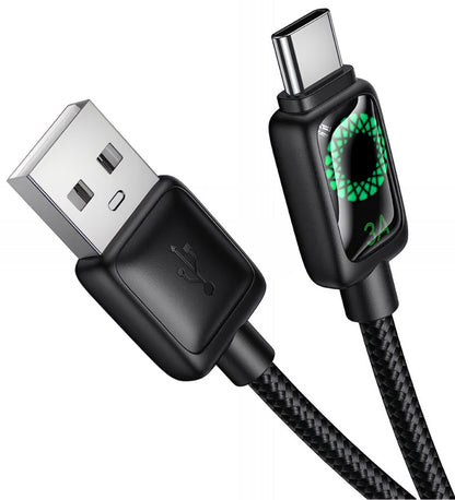 USB-A - USB-C HOCO U146 adat- és töltőkábel, 36W, 1.2m, Fekete