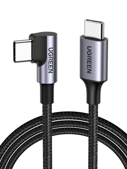 USB-C - USB-C UGREEN US255 Angled adat- és töltőkábel, 60W, 3m, szürke
