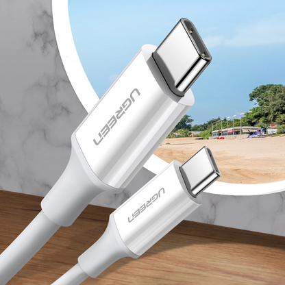USB-C - USB-C adat- és töltőkábel UGREEN US264, 60W, 0,5m, Fehér