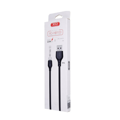 USB-A - Lightning XO Design NB103 adat- és töltőkábel, 18W, 2m, Fekete