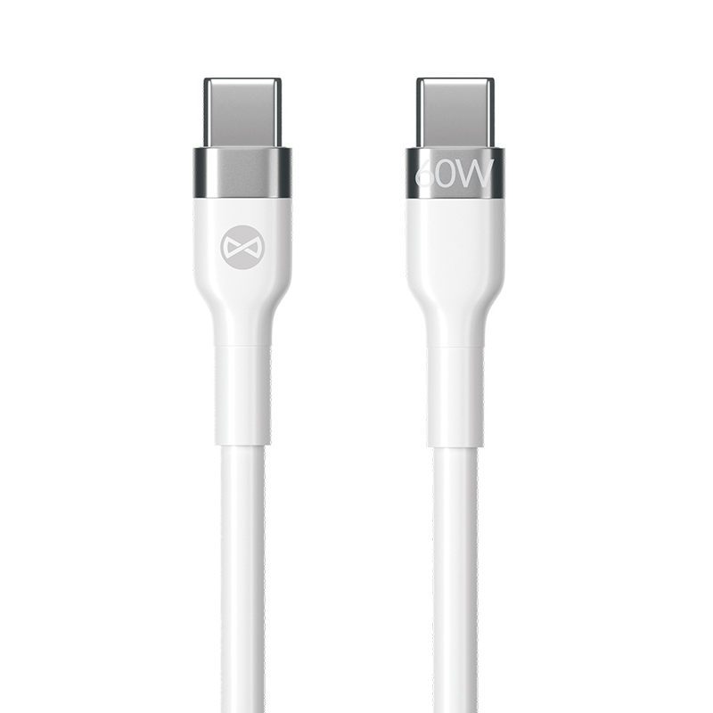 USB-C - USB-C Forever Flexible adat- és töltőkábel, 60W, 2m, Fehér