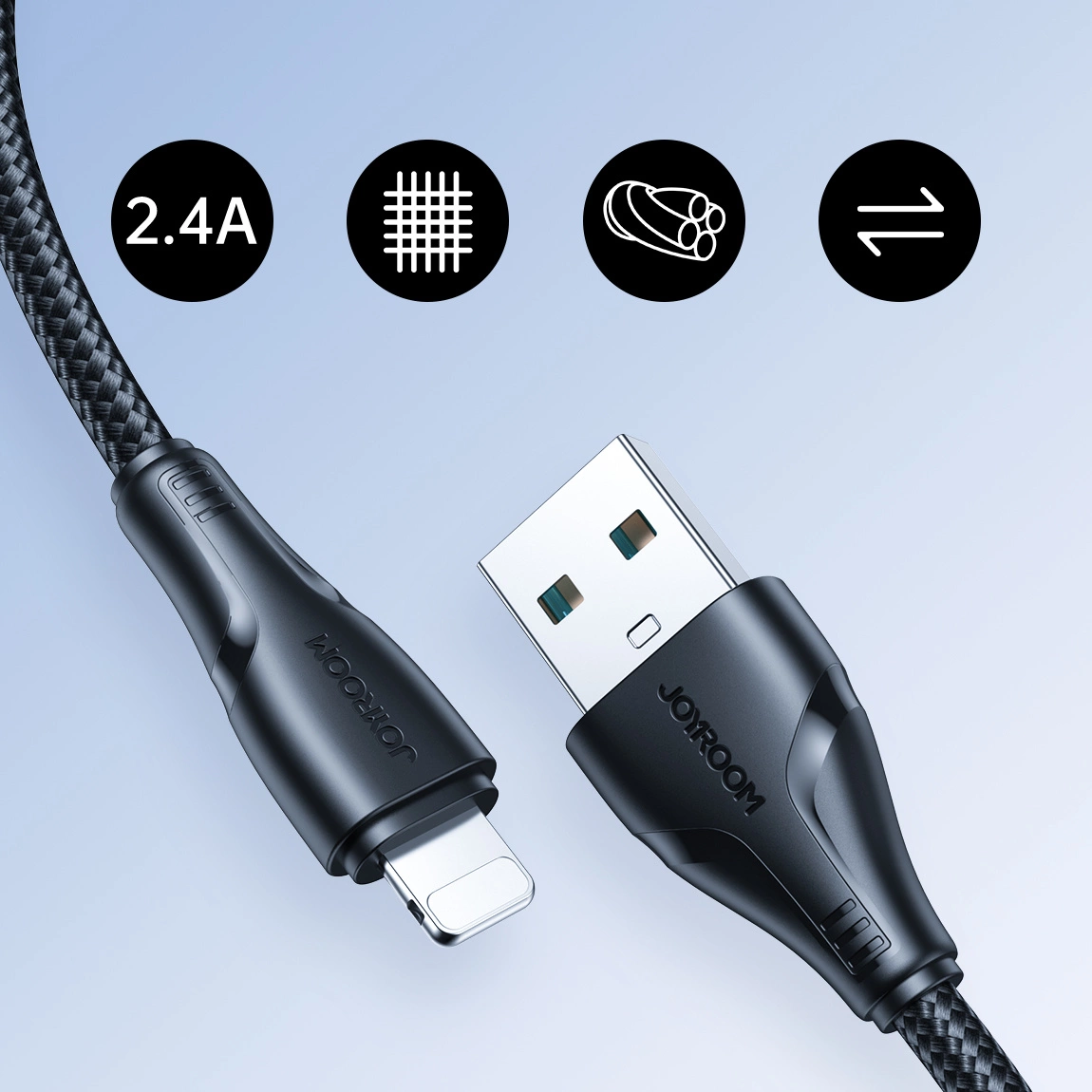 USB-A - Lightning Joyroom S-A11 adat- és töltőkábel, 18W, 1.2m, Fekete