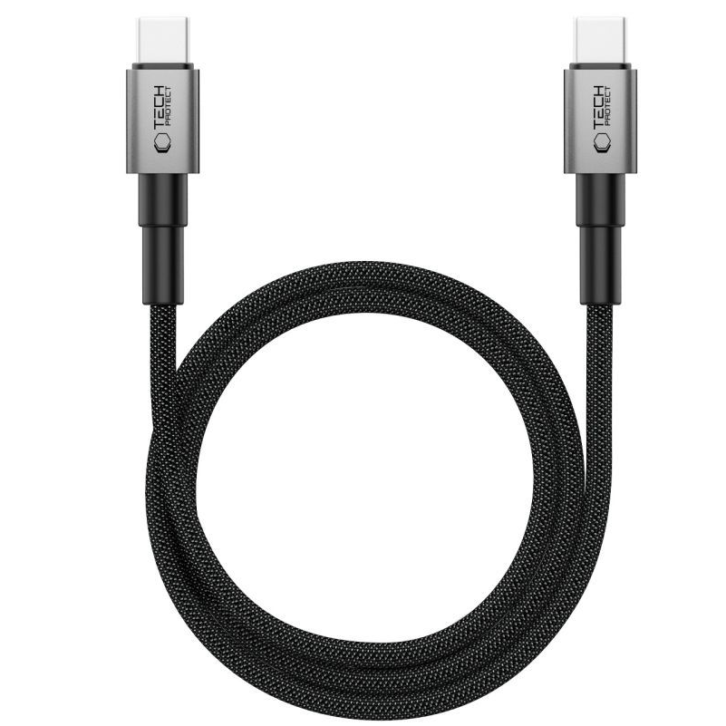 USB-C - USB-C Tech-Protect Ultraboost DNA MagTwist adat- és töltőkábel, 100W, 2m, szürke