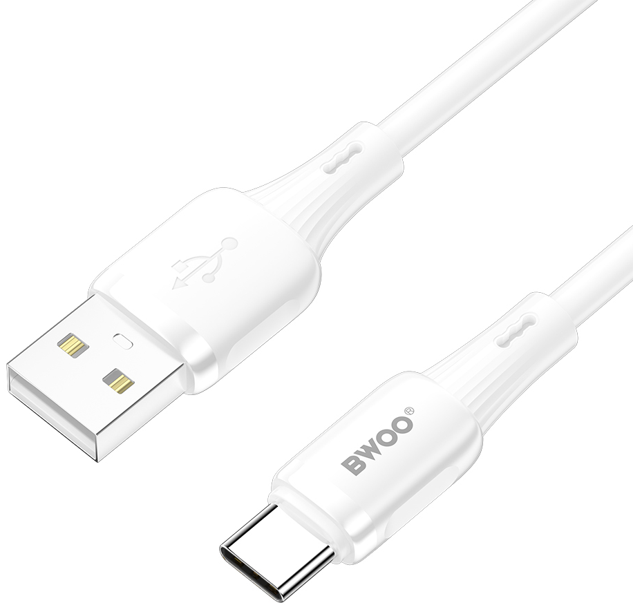 USB-A - USB-C adat- és töltőkábel BWOO X329C, 18W, 1m, fehér