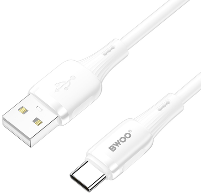 USB-A - USB-C adat- és töltőkábel BWOO X329C, 18W, 1m, fehér