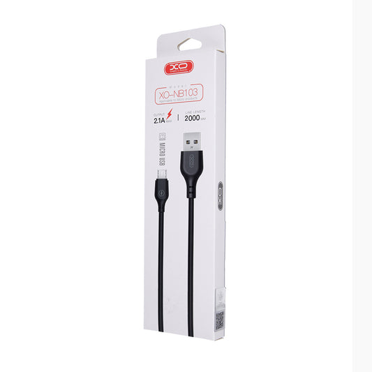 USB-A - microUSB adatkábel és töltőkábel XO Design NB103, 18W, 2m, Fekete