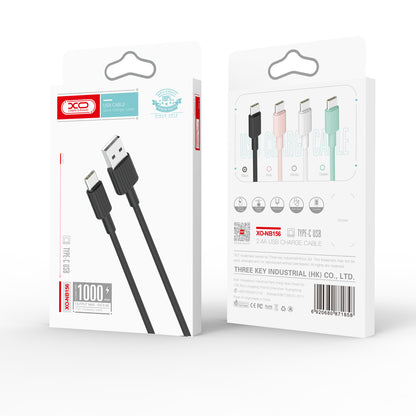 USB-A - USB-C XO Design NB156 adat- és töltőkábel, 18W, 1m, Fekete