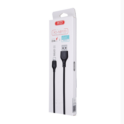 USB-A - Lightning XO Design NB103 adat- és töltőkábel, 18W, 2m, Fehér