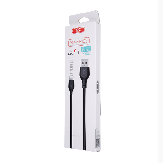 USB-A - Lightning XO Design NB103 adat- és töltőkábel, 18W, 2m, Fehér