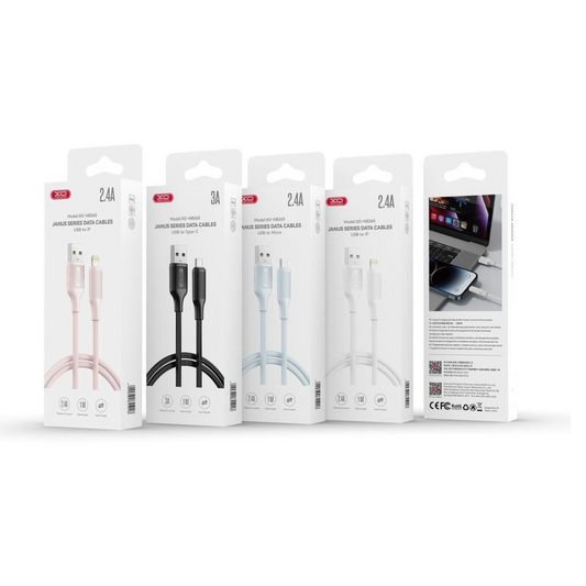 USB-A - USB-C XO Design NB265 adat- és töltőkábel, 18W, 1m, Fehér