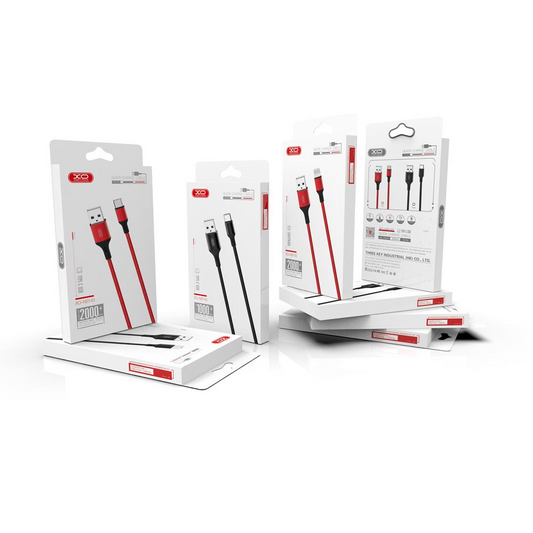 USB-A - USB-C Adat- és Töltőkábel XO Design NB143, 18W, 2m, Fekete
