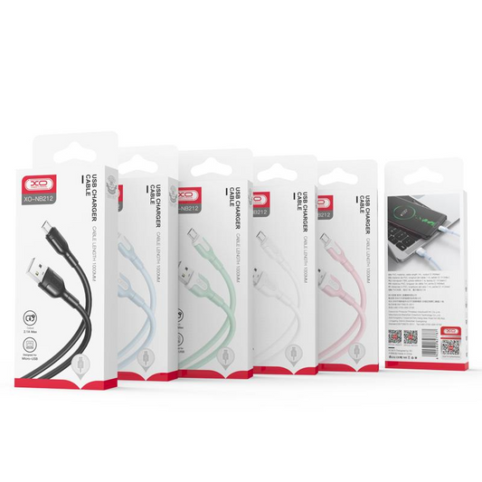 USB-A - Lightning XO Design NB212 adat- és töltőkábel, 18W, 1m, Rózsaszín
