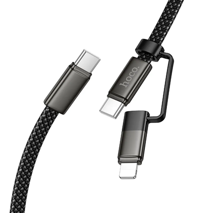 USB-C - Lightning / USB-C adat- és töltőkábel HOCO X125, 60W, 1m, fekete