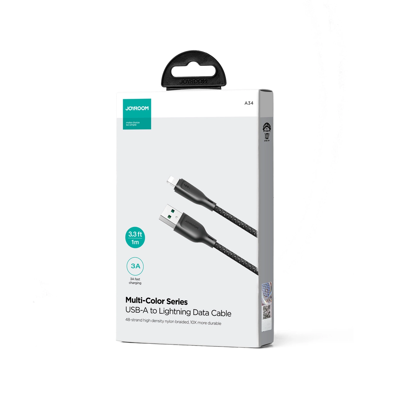 USB-A - Lightning adat- és töltőkábel Joyroom S-A34, 18W, 1m, fekete