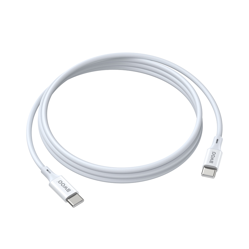 USB-C adat- és töltőkábel - USB-C BWOO BO-X283CC-2M, 60W, 2m, fehér