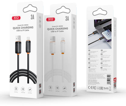 USB-A - USB-C adat- és töltőkábel XO Design NB302, 18W, 1m, fekete
