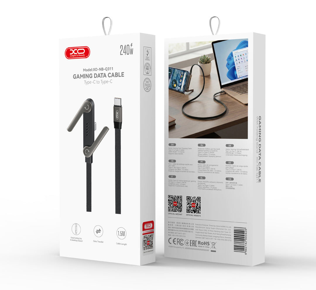 USB-C Data and Charging Cable - USB-C XO Design NB-Q311, 240W, 1.5m, Black