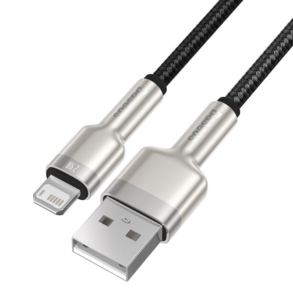 USB-A - Lightning Baseus Cafule Metal Series adat- és töltőkábel, 18W, 2m, Fekete CALJK-B01