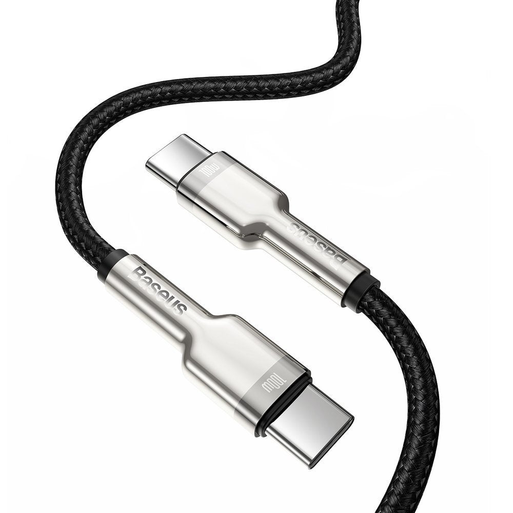 USB-C - USB-C Baseus Cafule adat- és töltőkábel, 100W, 2m, Fekete CATJK-D01