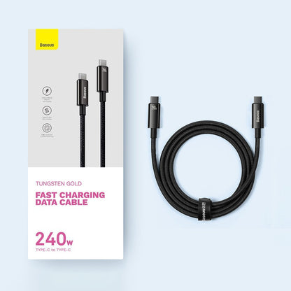 USB-C Data and Charging Cable - USB-C Baseus Tungsten Gold, 240W, 1m, Black CAWJ040001