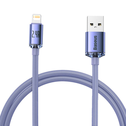 Baseus Crystal Shine Series USB-A - Lightning Data and Charging Cable, 18W, 1.2m, Purple CAJYY000005