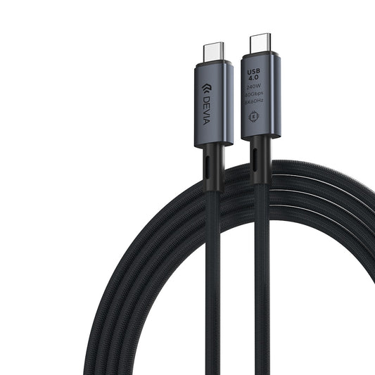 USB-C adat- és töltőkábel - USB-C DEVIA EC641, 240W, 1m, Fekete