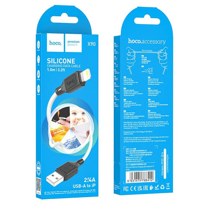USB-A - Lightning HOCO X90 adat- és töltőkábel, 18W, 1m, Fehér