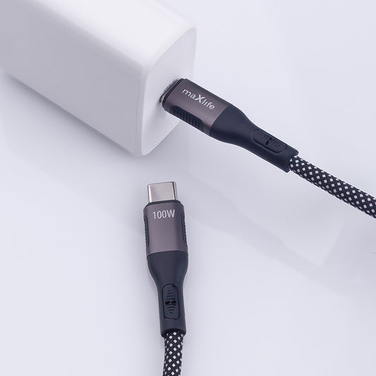 USB-C - USB-C MaXlife MXUC-11 Mágneses Adat- és Töltőkábel, 100W, 1m, Fekete