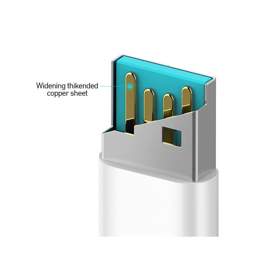 USB-A - Lightning BWOO X172L adat- és töltőkábel, 18W, 1m, Fehér