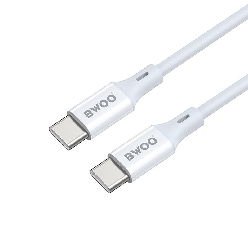 USB-C - USB-C adat- és töltőkábel BWOO X282, 60W, 1m, Fehér