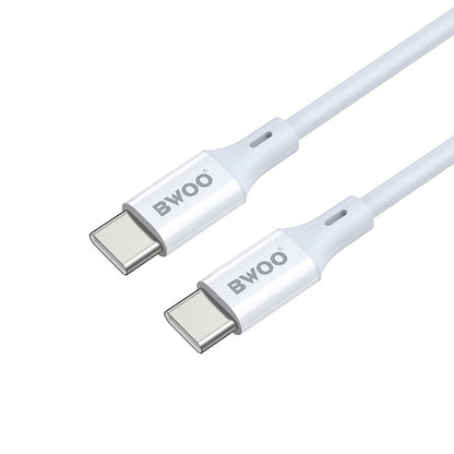 USB-C - USB-C adat- és töltőkábel BWOO X282, 60W, 1m, Fehér