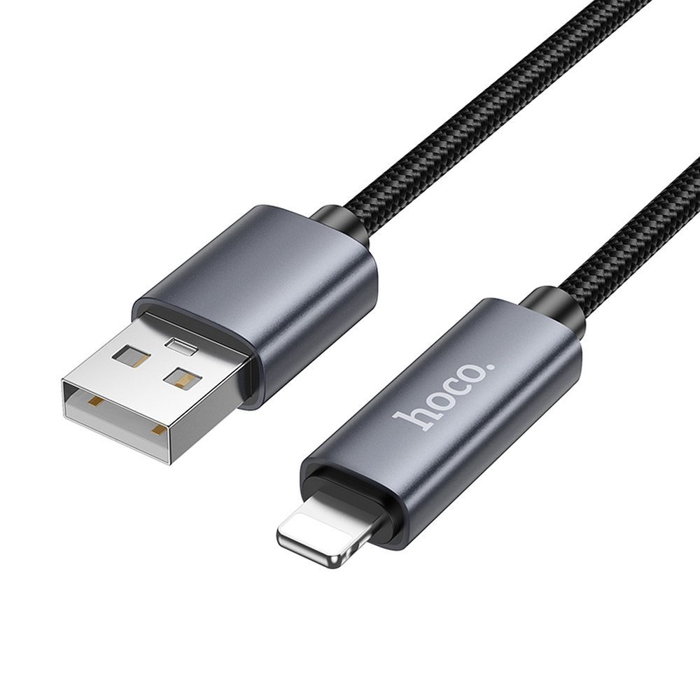 Adat- és Töltőkábel USB-A - Lightning HOCO Display X112, 18W, 1m, Fekete