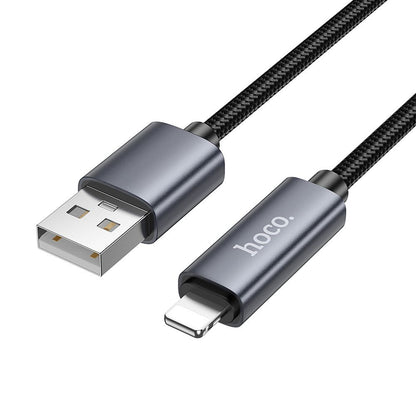 Adat- és Töltőkábel USB-A - Lightning HOCO Display X112, 18W, 1m, Fekete