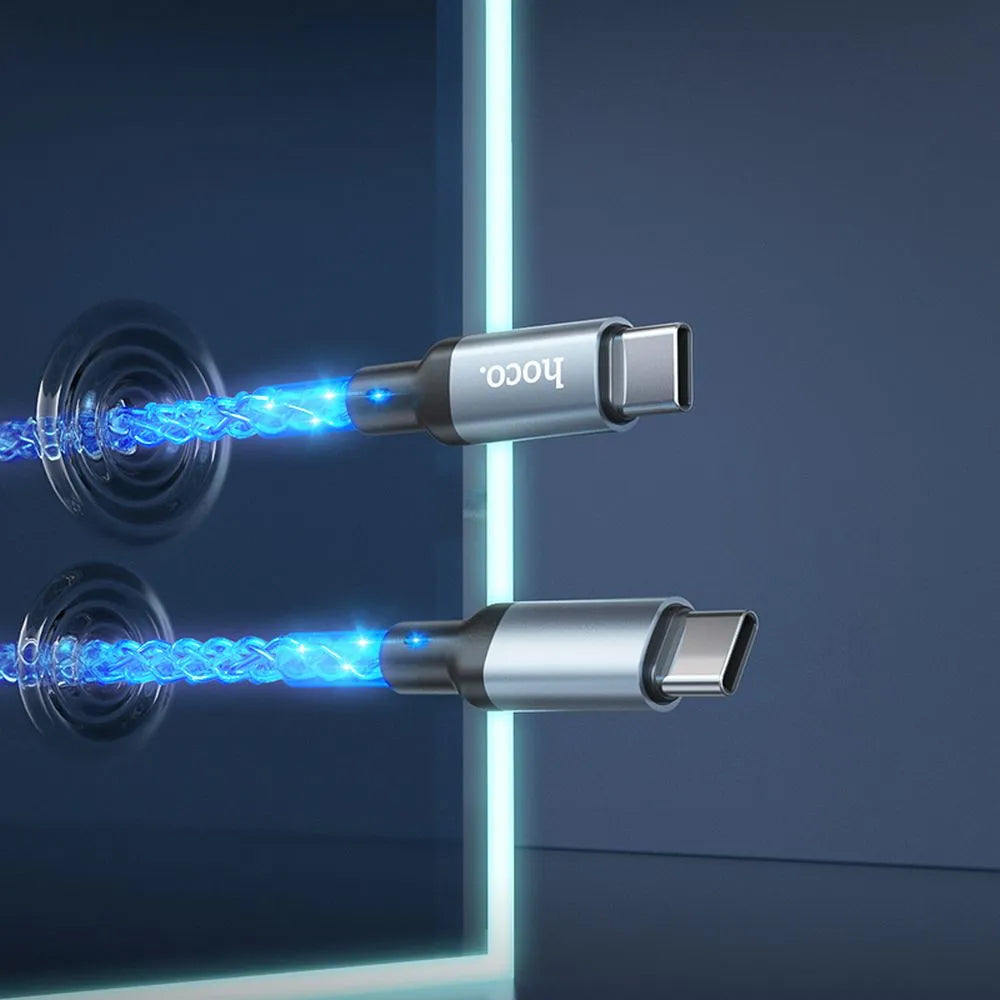 USB-C - USB-C HOCO U112 adat- és töltőkábel, 60W, 1m, Szürke