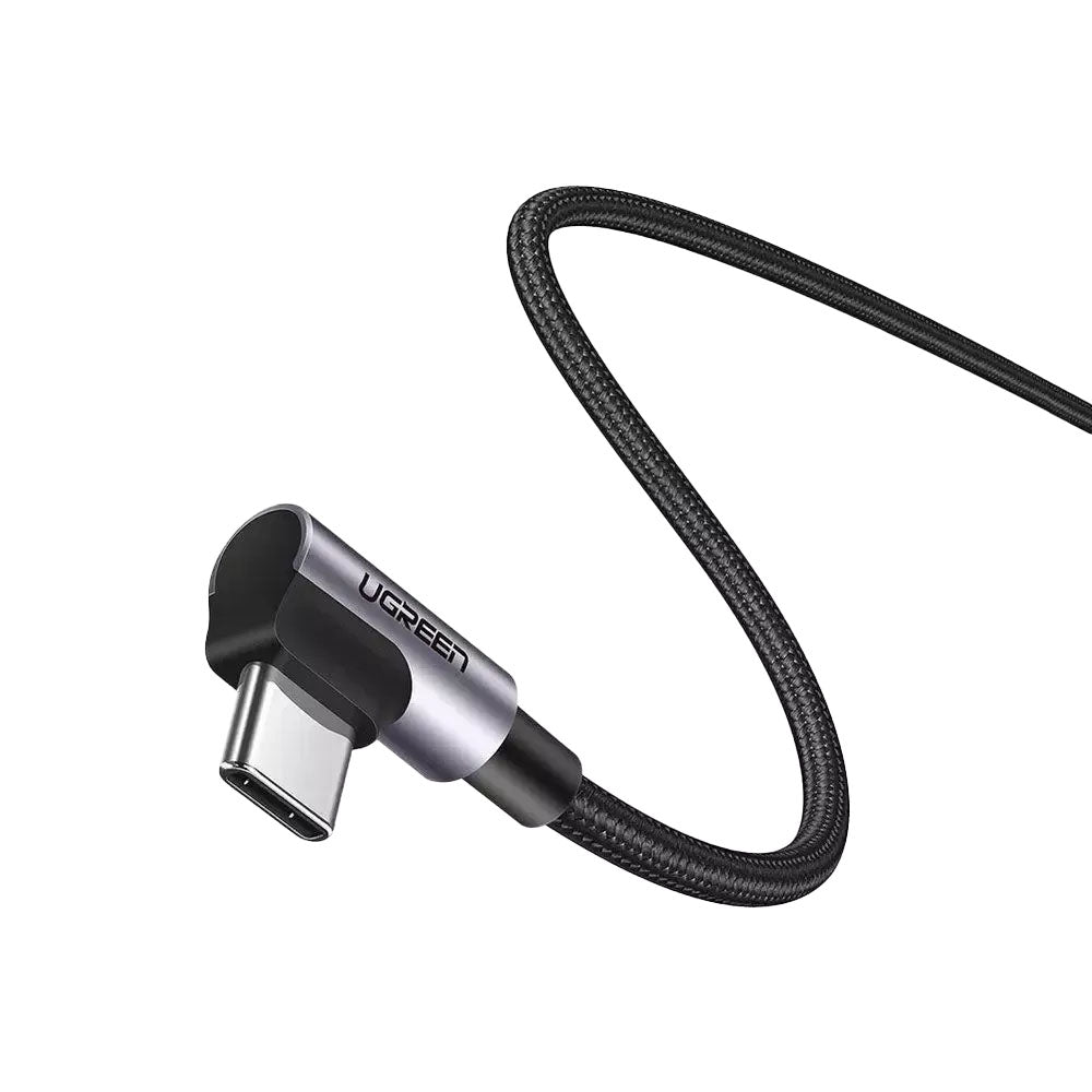 USB-C - USB-C UGREEN US335 Angled adat- és töltőkábel, 100W, 2m, Fekete