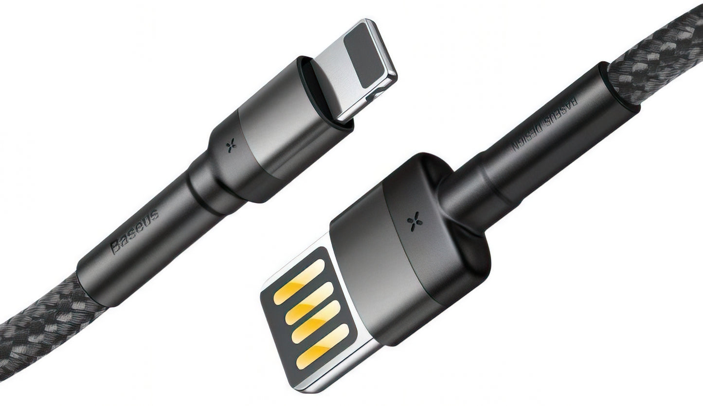 USB-A - Lightning Baseus Cafule Special Edition adat- és töltőkábel, 18W, 1m, szürke CALKLF-GG1
