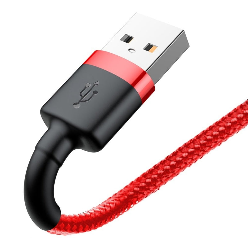 USB-A - Lightning Baseus Cafule adat- és töltőkábel, 18W, 2m, Piros CALKLF-C09