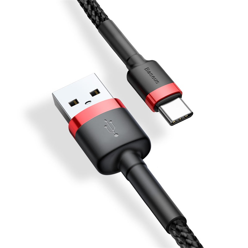 USB-A - USB-C Baseus Cafule adat- és töltőkábel, 18W, 3m, Piros CATKLF-U91