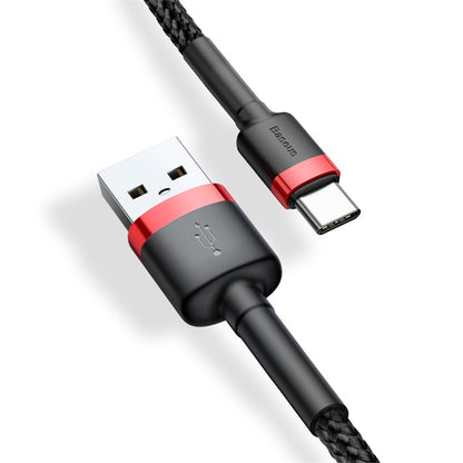USB-A - USB-C Baseus Cafule adat- és töltőkábel, 18W, 3m, Piros CATKLF-U91