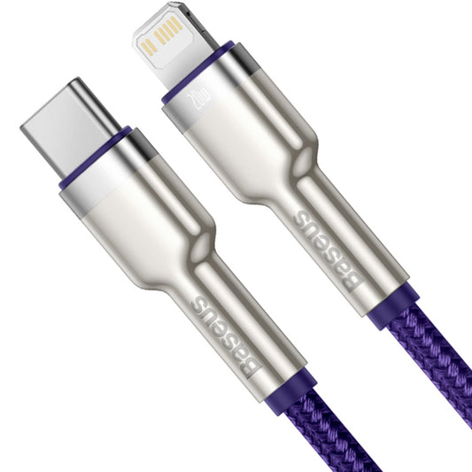 USB-C - Lightning Baseus Cafule Metal Series adat- és töltőkábel, 20W, 2m, Lila CATLJK-B05