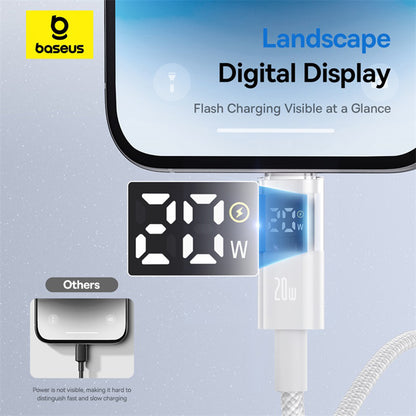 USB-C - Lightning Baseus Display 2 adat- és töltőkábel, 20W, 2m, Fehér P10382703211-01