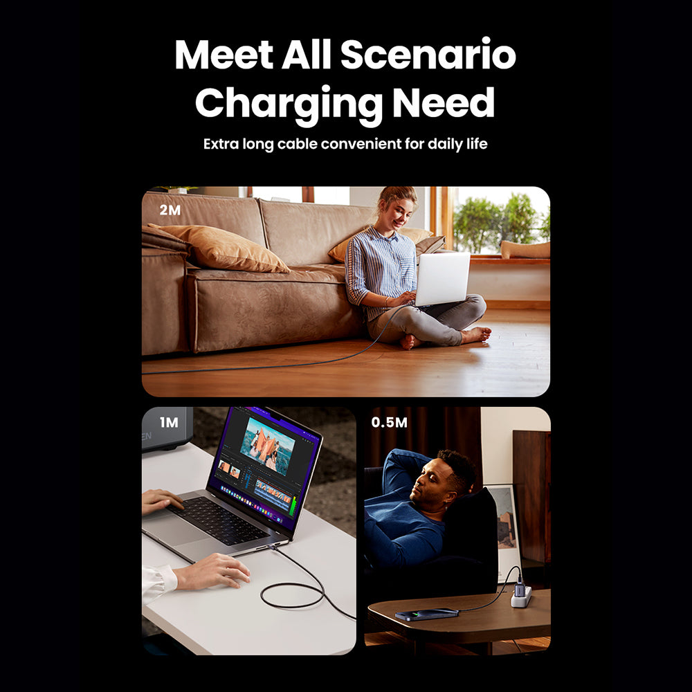 USB-C - USB-C UGREEN L513 adat- és töltőkábel, 240W, 2m, Fekete