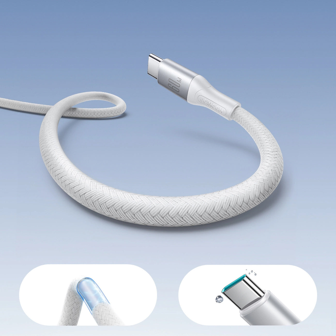 USB-C - USB-C adat- és töltőkábel Joyroom S-A28 Flash, 60W, 1m, Fehér