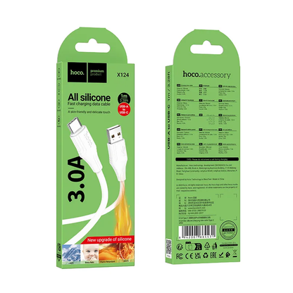 USB-A - USB-C HOCO X124 adat- és töltőkábel, 18W, 1m, Fehér