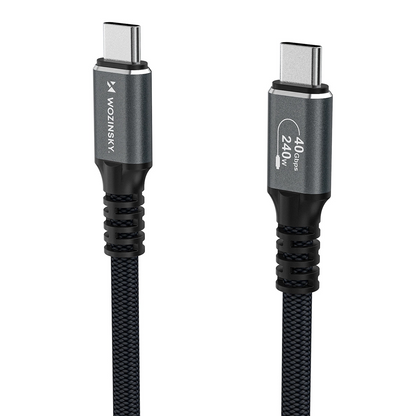 USB-C - USB-C adat- és töltőkábel WZK WPS-UY42S, 240W, 2m, Fekete