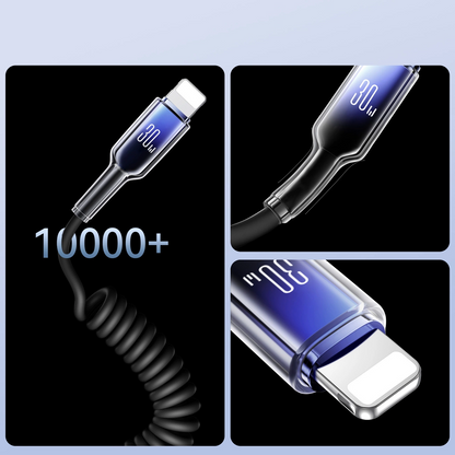 USB-C - Lightning Joyroom S-A43 Crystal adat- és töltőkábel, 30W, 1,5m, Fekete