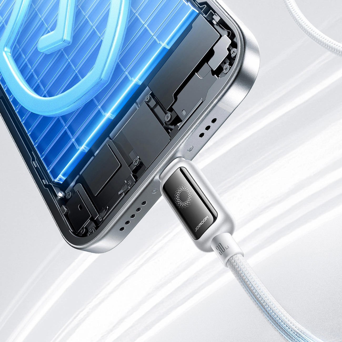 USB-C - Lightning Joyroom S-A55 StarFlight Display adat- és töltőkábel, 30W, 1.2m, Fehér
