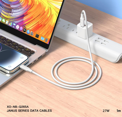 USB-C - Lightning XO Design NB-Q265A adat- és töltőkábel, 27W, 1m, Fehér