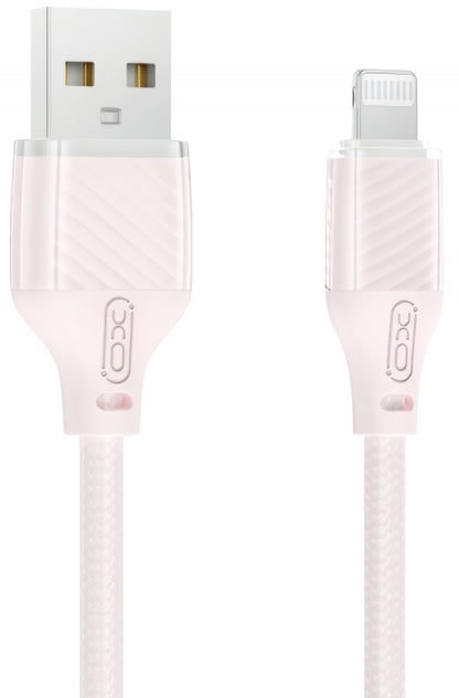 USB-A - Lightning XO Design NB291 adat- és töltőkábel, 18W, 1m, Rózsaszín